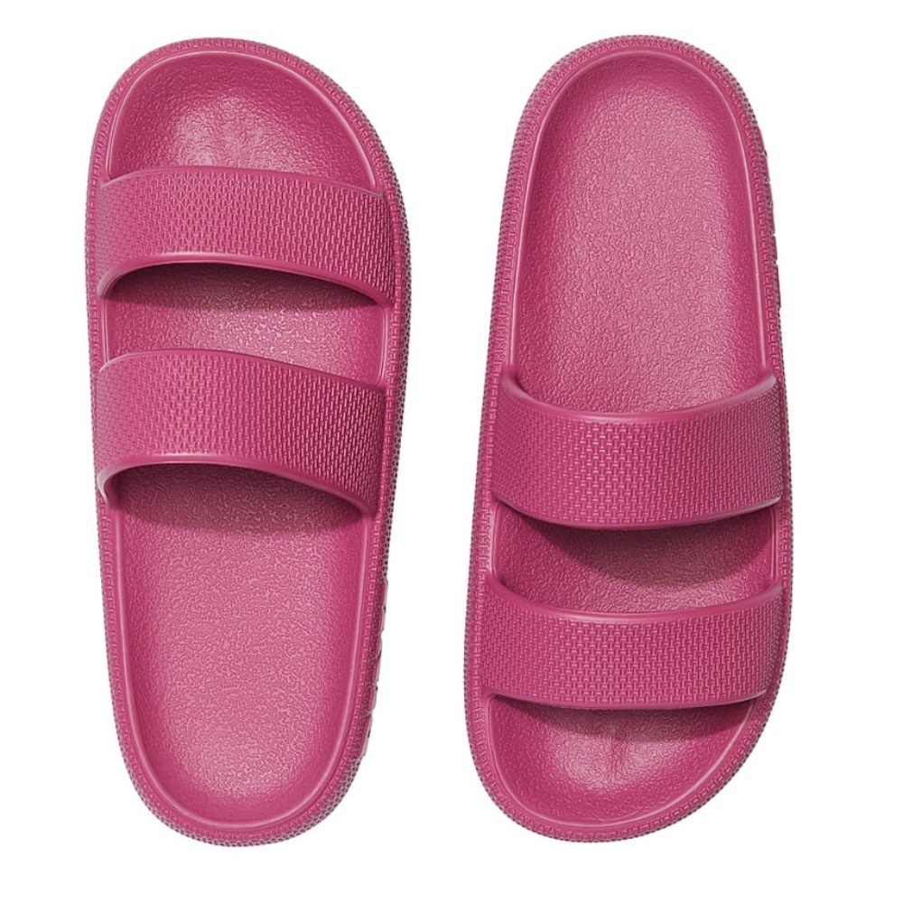 PINK Victoria Secret Double Strap Pillow Slides In Red Violet Medium 7/8
